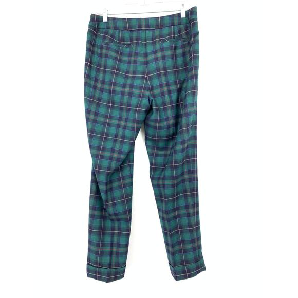 Talbots Heritage Trouser Pant Womens Size 10P Wool Blend Blue Green Plaid Lined - Picture 2 of 7